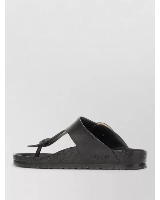 Birkenstock Black Flat Sole Buckle Detail Open Toe Slides