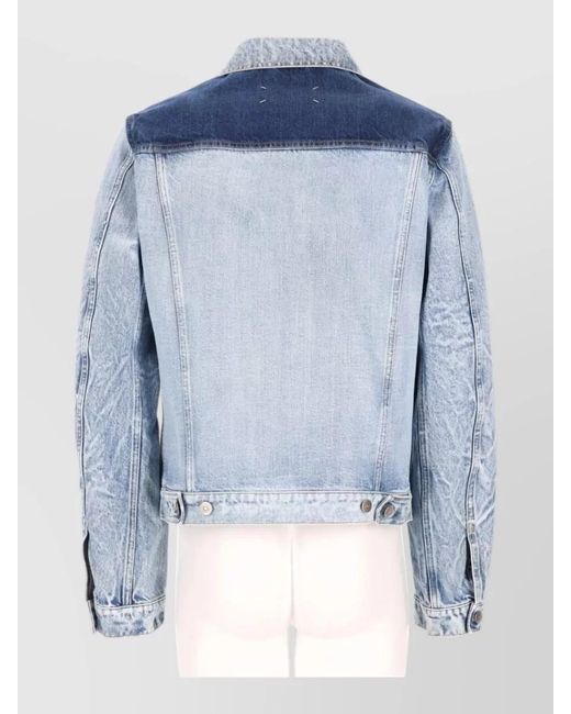 Maison Margiela Blue Denim Shirt Regular Fit Contrast Panels for men