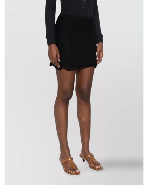 Tom Ford Black Silk Cotton Scallop Hem Mini Skirt