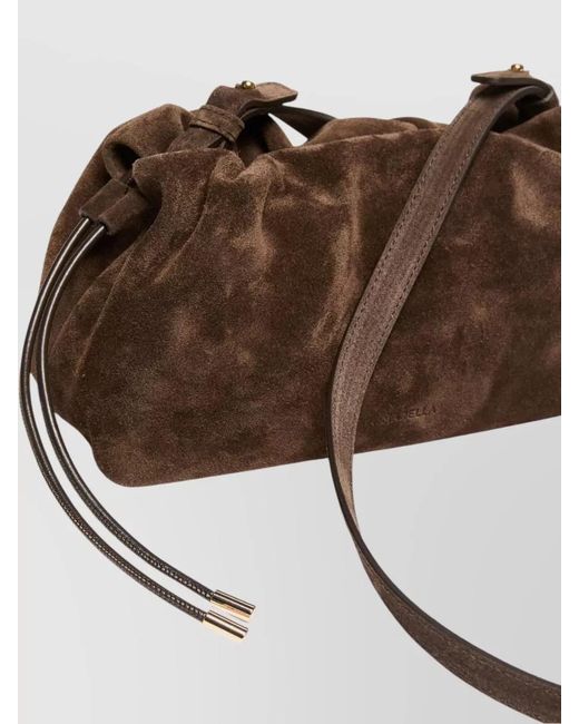 Marella Brown Suede Shoulder Bag Adjustable Strap Hardware