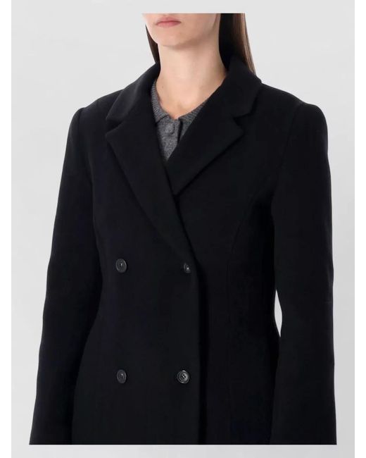 THE GARMENT Black Clooney Coat Button Detail Long Silhouette
