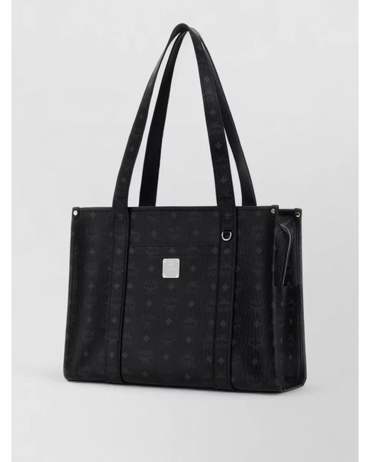 MCM Black Large Canvas Aren Shopping Shoulder Bag