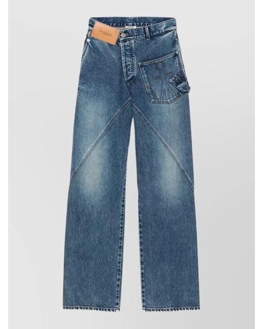 J.W. Anderson Blue Wide Leg Pants Belt Loops Back Pockets