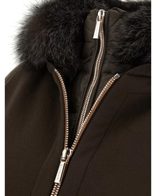 Moorer Black Pegaso Polyester Hooded Down Jacket