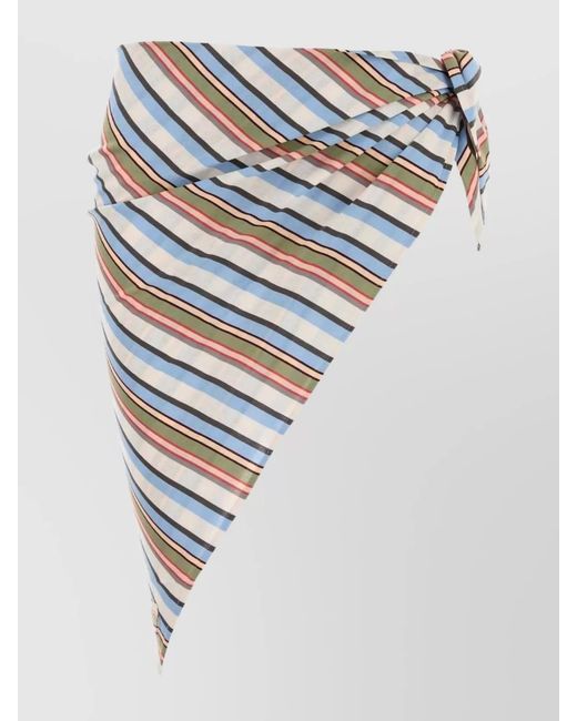 Prada Blue Cotton Embroidered Sarong