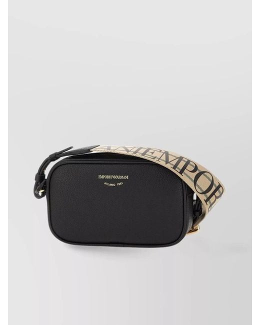 Emporio Armani Black Grained Faux Leather Camera Bag