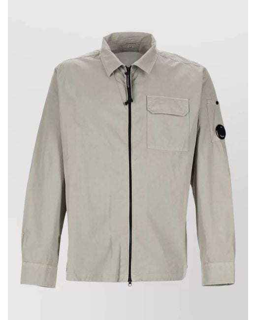 C P Company Gray Jacket Featuring Chest And Sleeve Pockets for men