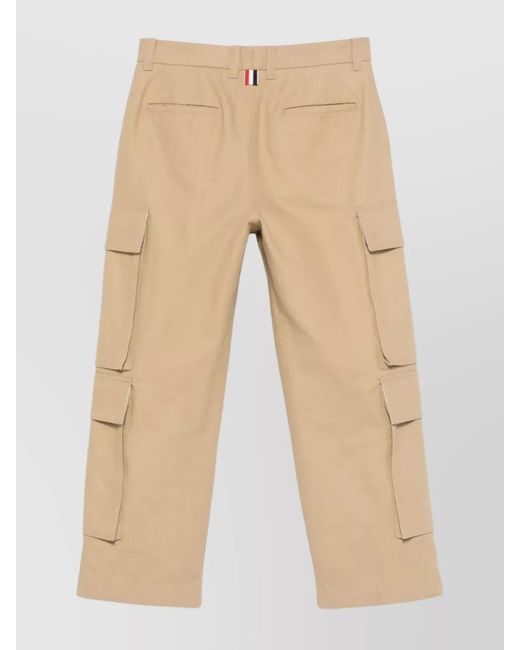 Thom Browne Natural Cotton Cargo Trousers for men