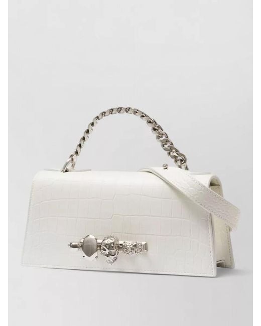 McQueen White Jewel Mini Shoulder Bag Leather Hardware