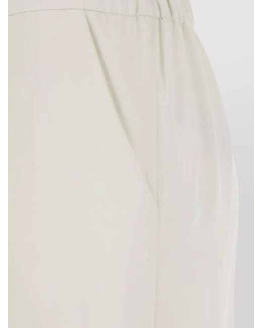 P.A.R.O.S.H. White Wide Leg Nylon Silk Blend Trousers