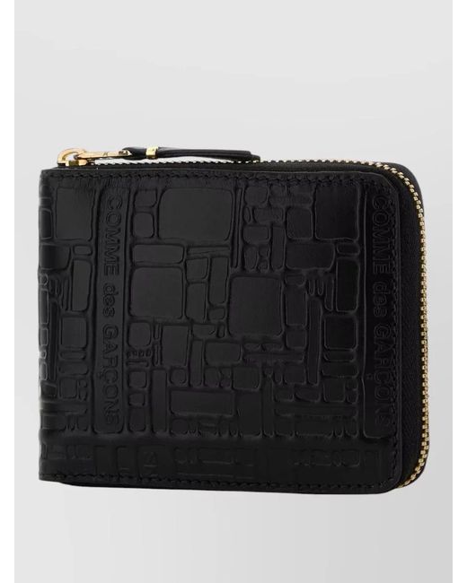 Comme des Garçons Black Leather Wallet Embossed Design Tone Hardware for men