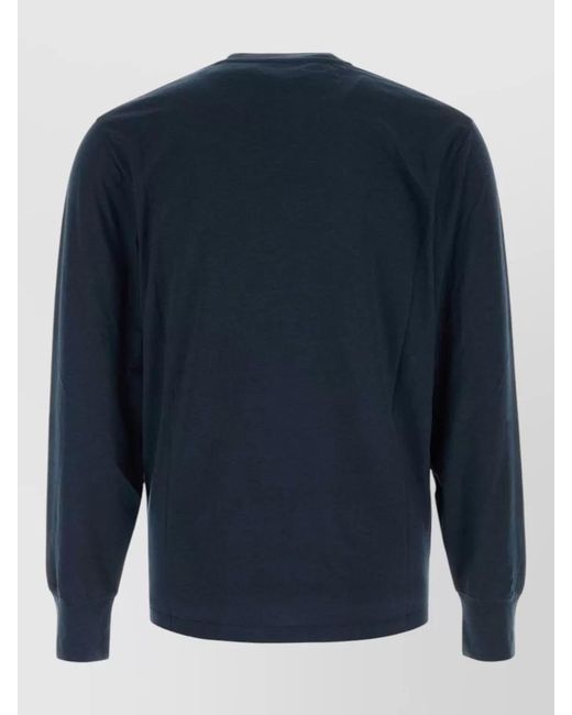 Tom Ford Blue Lyocell Blend Crew Neck Long Sleeve T-Shirt for men