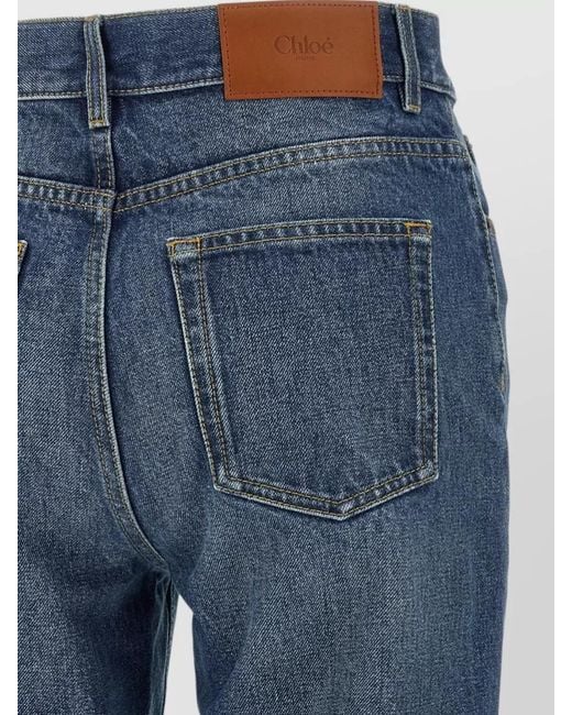 Chloé Blue High Waist Palazzo Denim Trousers Belt Loops