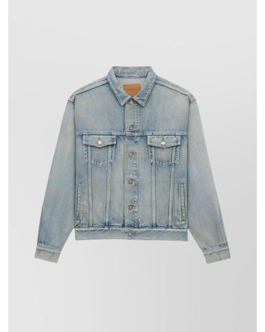 Saint Laurent Blue Structured Denim Trucker Jacket With Pockets for men