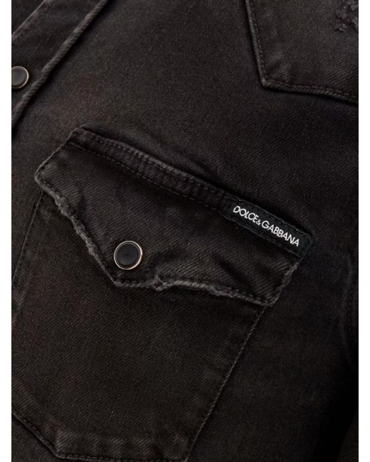 Dolce & Gabbana Black Stretch Denim Shirt for men