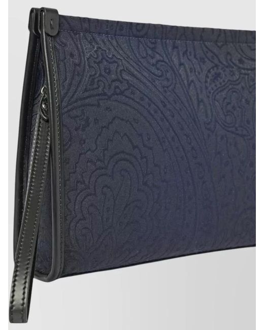Etro Blue Jacquard Nylon Clutch Bag for men