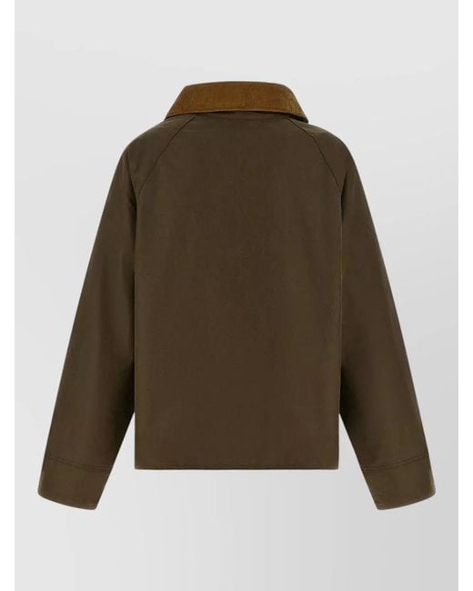 Barbour Green Modern Spey Jacket Corduroy Collar Pockets