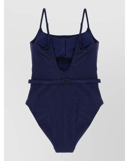 Polo Ralph Lauren Blue Kennedy One Piece Swimsuit Belted Waist Straps