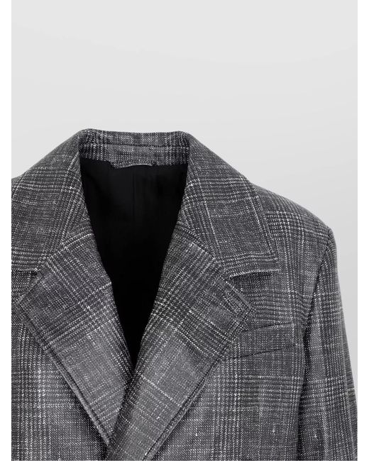 Bottega Veneta Gray Leather Jacket With Prince Of Wales Check