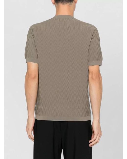 Emporio Armani Multicolor Short Sleeve Chevron Knit Top Neckline for men