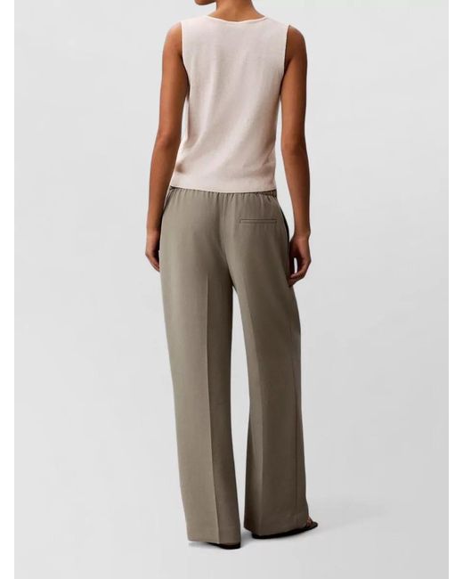 Calvin Klein Natural Twill Trousers Casual Style Side Pockets Back