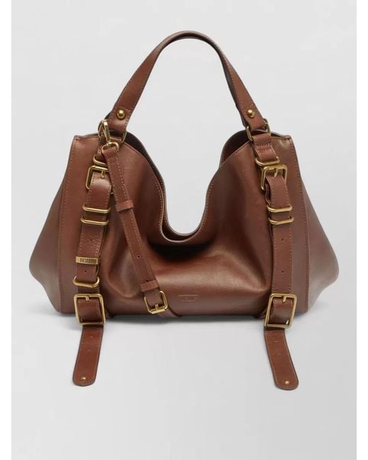 DIESEL Brown D-One Medium Leather Shoulder Bag