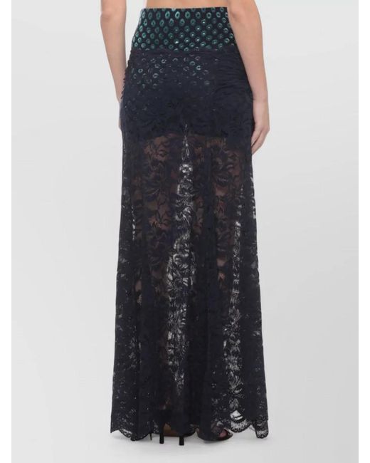 Rabanne Blue Draped Lace Midi Skirt