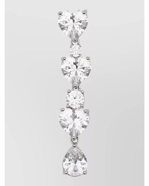 Self-Portrait White Heart Drop Multi Stone Earrings