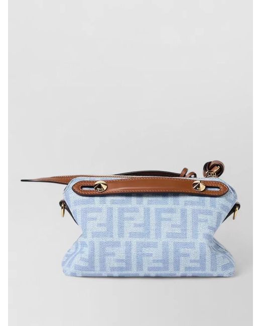 Fendi Blue Crossbody Bag Adjustable Strap Top Handle