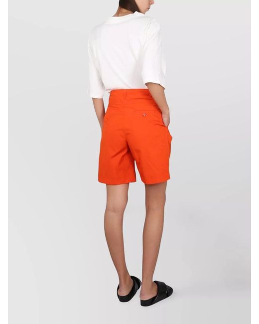 Aspesi Orange High-Waisted Cotton Poplin Shorts