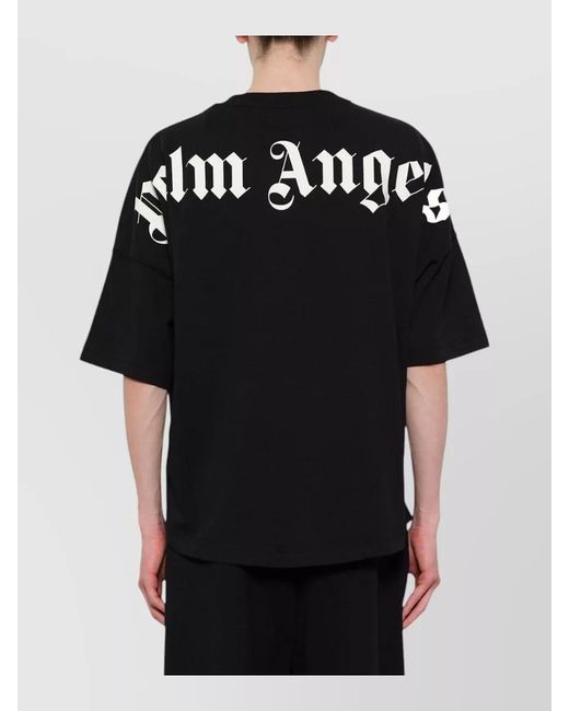 Palm Angels Black Logo Cotton Crew Neck T Shirt for men