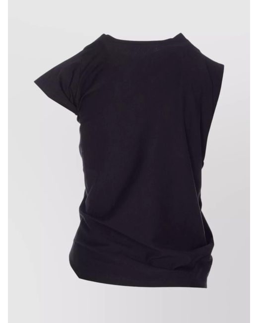 Courreges Blue Cotton Asymmetric Cutout T-Shirt