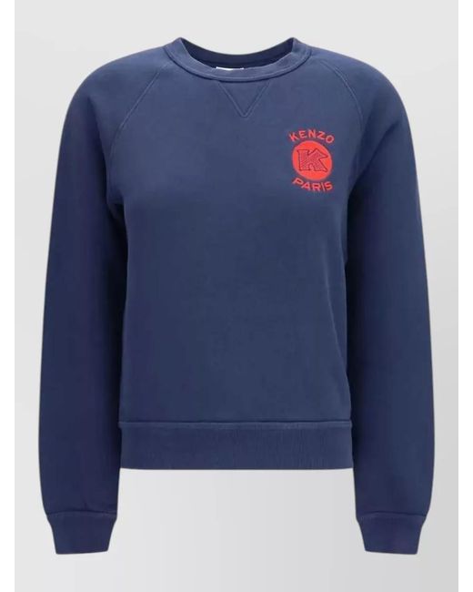 KENZO Blue Cotton Logo Embroidered Sweatshirt