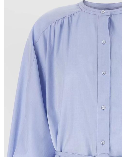 Loulou de Saison Blue Cotton Midi Shirt Dress