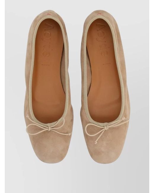 Aeyde Natural Dolphin Ballerina Shoes Bow Detail