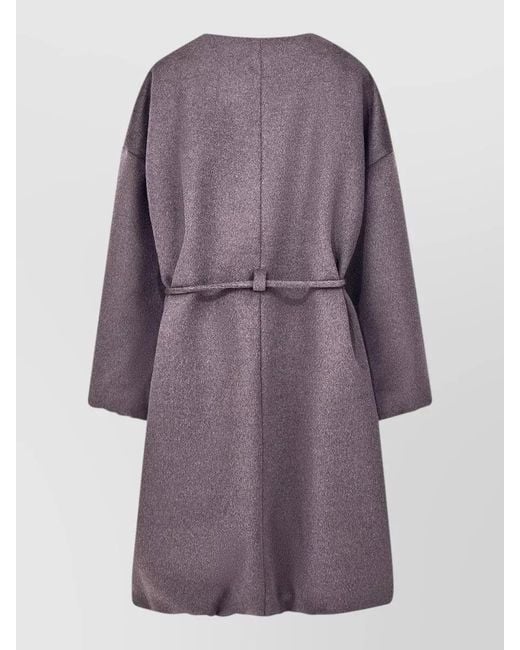 Giorgio Armani Purple Belted Caban Coat Midi Length