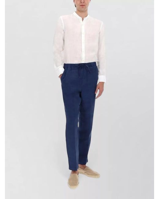 120% Lino White Linen Shirt Long Sleeves Mandarin Collar for men