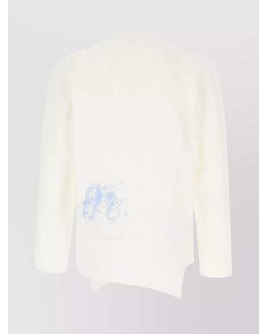 Comme des Garçons White Ribbed Asymmetric Sweater for men