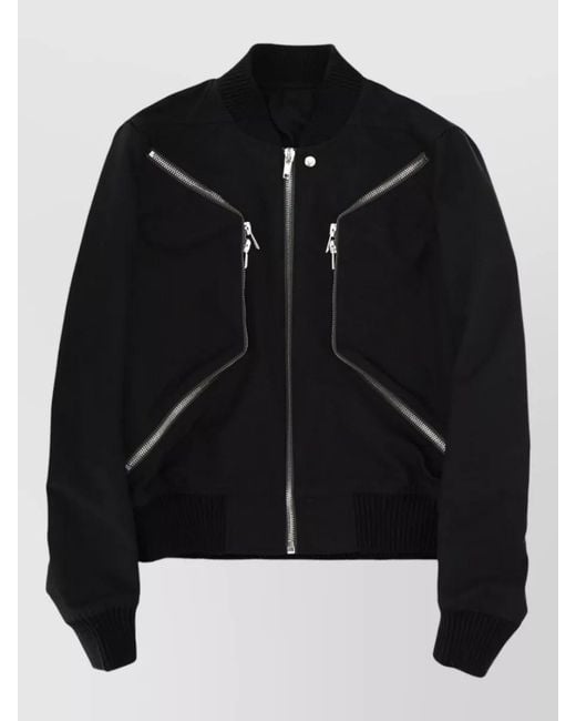 Rick Owens Black Ribbed Bomber Jacket for men