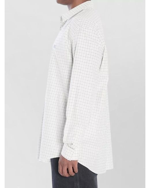 Céline White Checked Cotton Regular-Fit Long-Sleeve Shirt for men