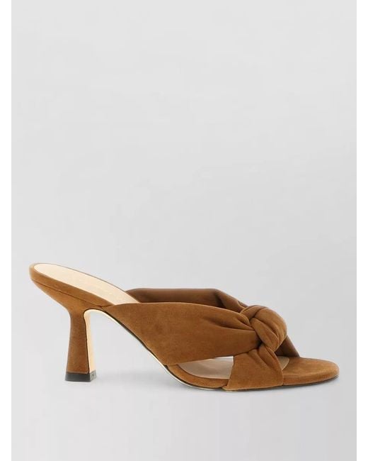 Stuart Weitzman Brown Soplaya Suede Knotted Open Toe Slides