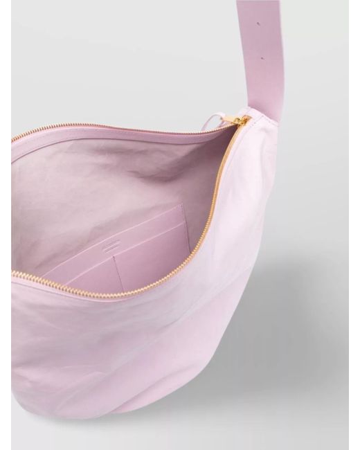 Jil Sander Pink Crescent Medium Leather Shoulder Bag