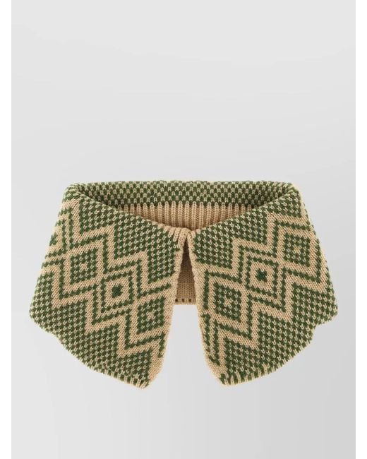 Dries Van Noten Green Wool Jacquard Collar for men