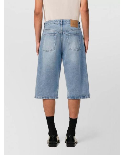 AMI Blue Denim Regular-Fit Bermuda Shorts for men