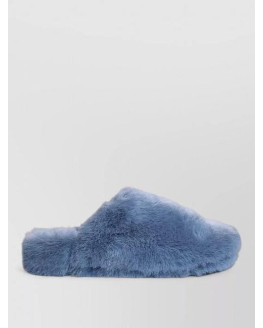 LA ROSE Blue Indoor Faux Fur Slippers Open Back