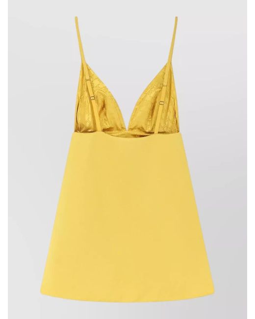 Elisabetta Franchi Yellow Satin Mini Dress