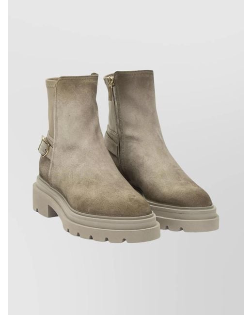 Santoni Natural Suede Leather Ankle Boots