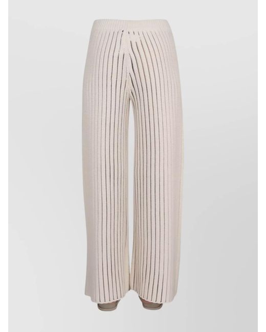 Fabiana Filippi White Ribbed High-Rise Wide-Leg Trousers