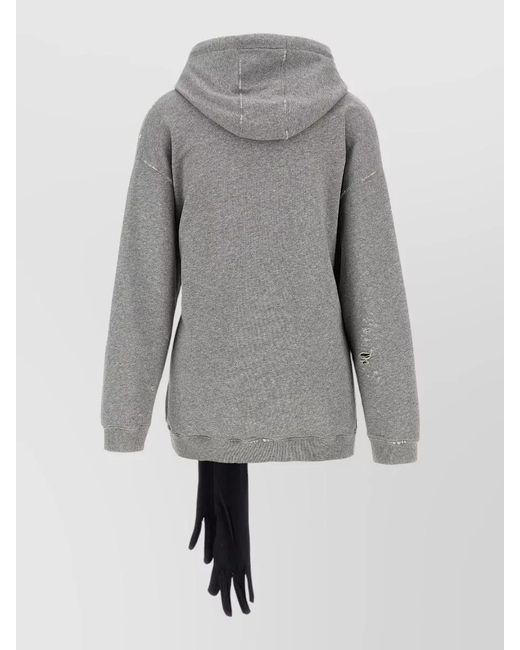 MM6 by Maison Margiela Gray Cotton Hoodie Mini Dress