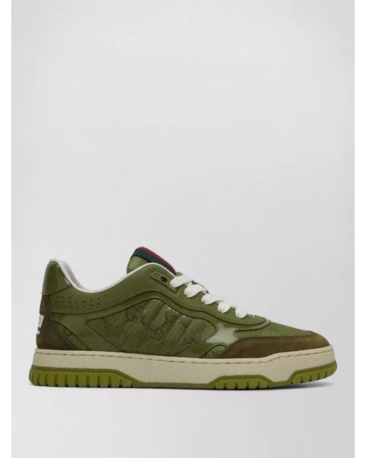 Gucci Green Low Top Sneakers Contrast Sole Design